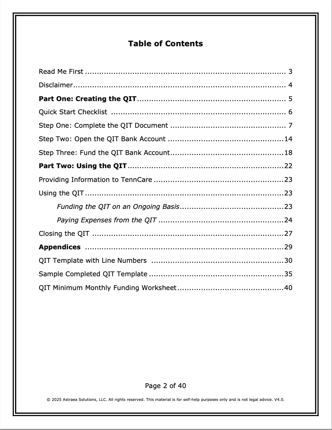 Tennessee Qualified Income Trust (QIT) Form - Power of Attorney Version