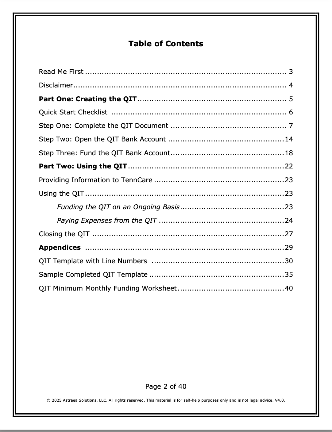 Tennessee Qualified Income Trust (QIT) Form -Applicant Version