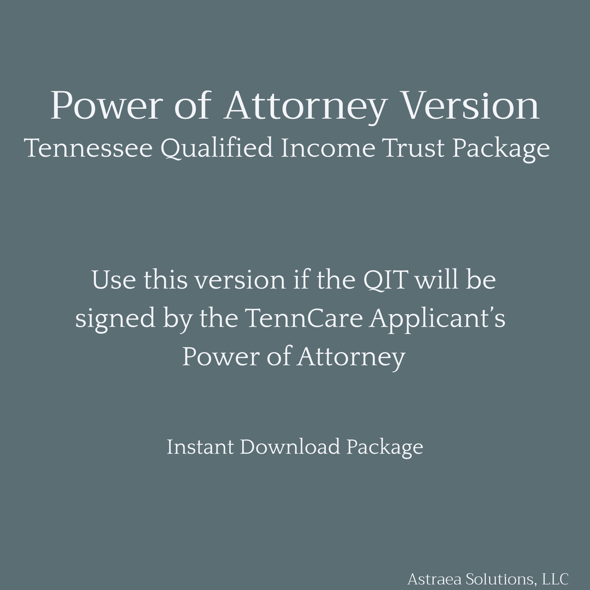 Tennessee Qualified Income Trust (QIT) Form - Power of Attorney ...