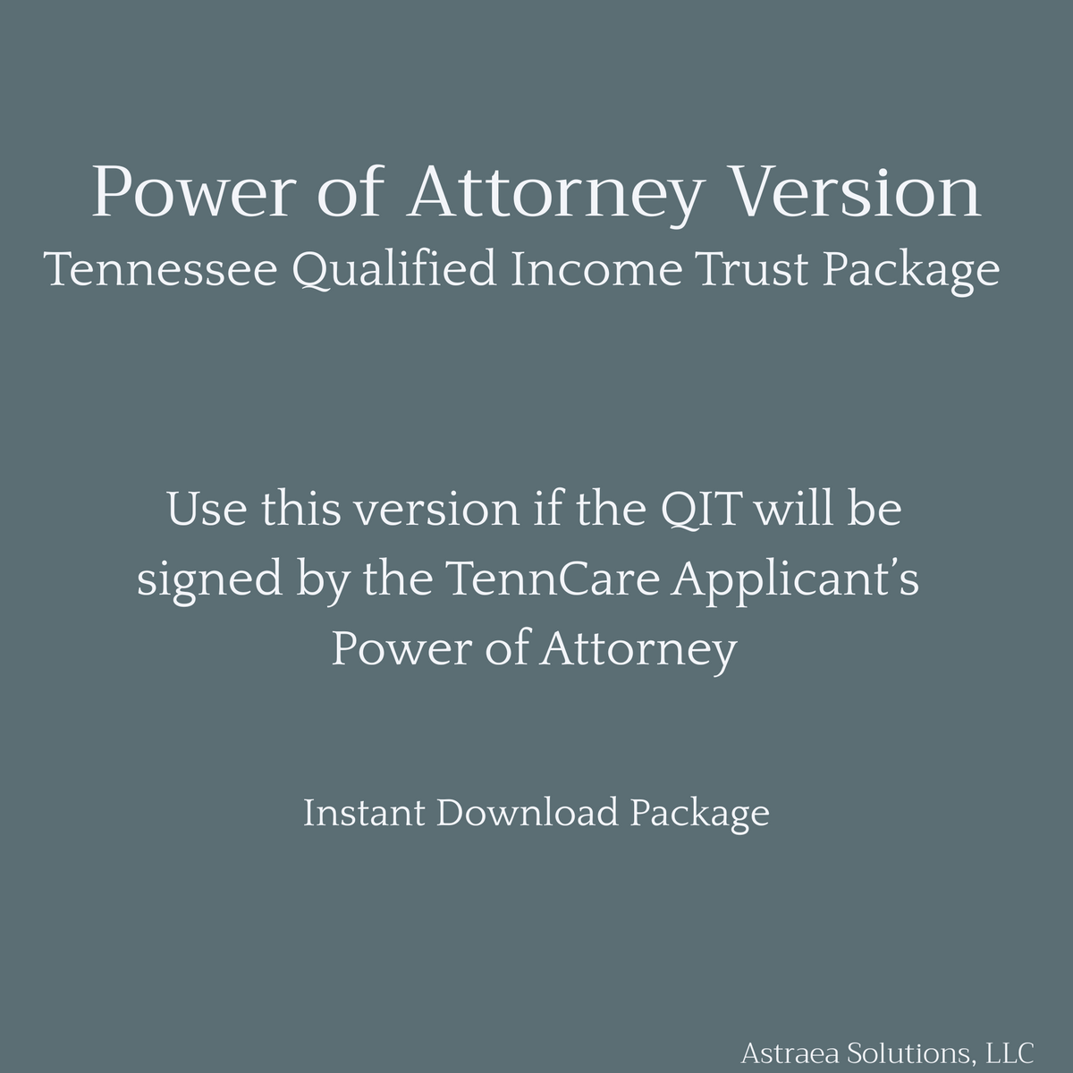 Qit Paperwork Example Tennessee Qualified Income Trust (QIT) Form - Power of Attorney ...
