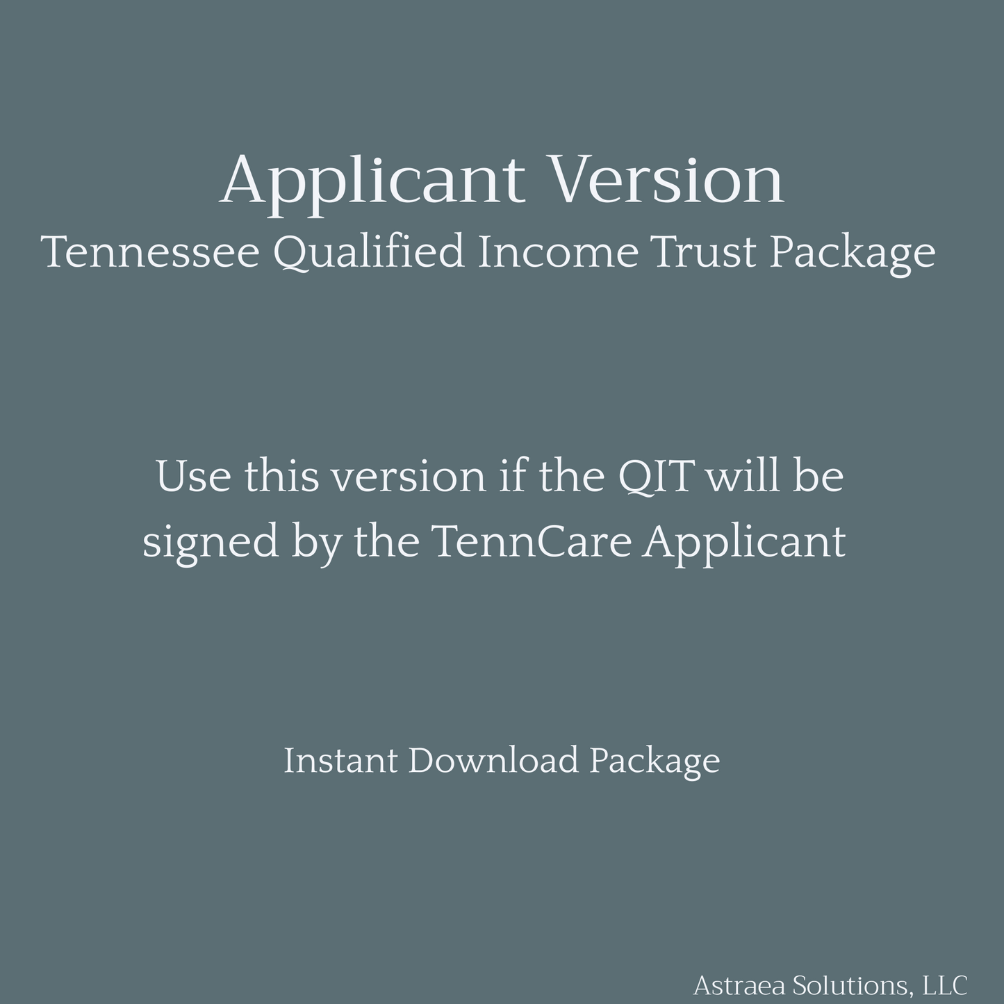Tennessee Qualified Income Trust (QIT) Form -Applicant Version