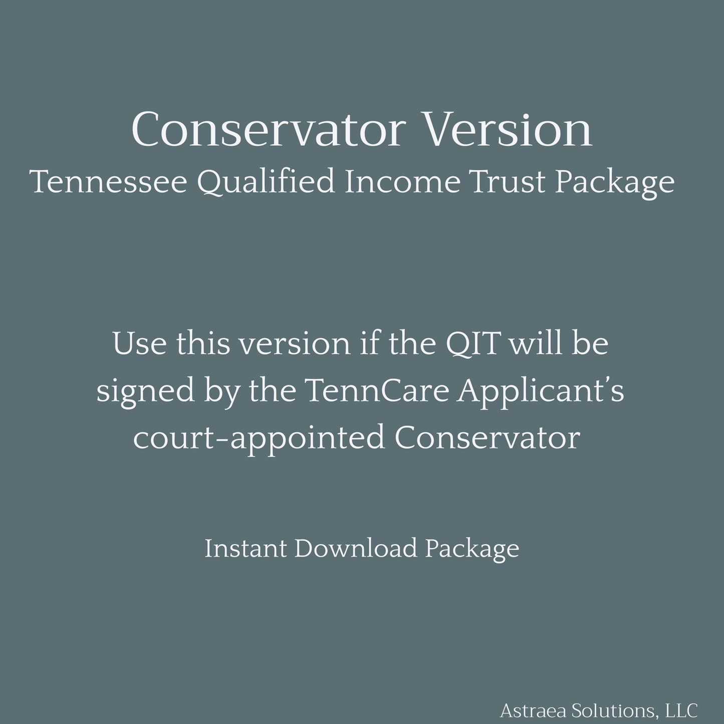 Tennessee Qualified Income Trust (QIT) Form - Conservator Version